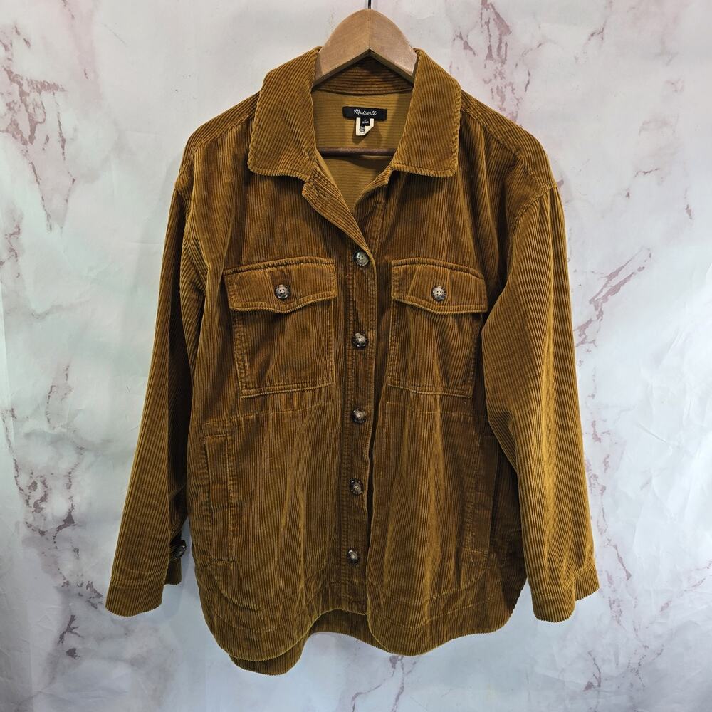 Madewell Shirt Jacket Women Medium Brown Yellow Corduroy Shacket Yorkway